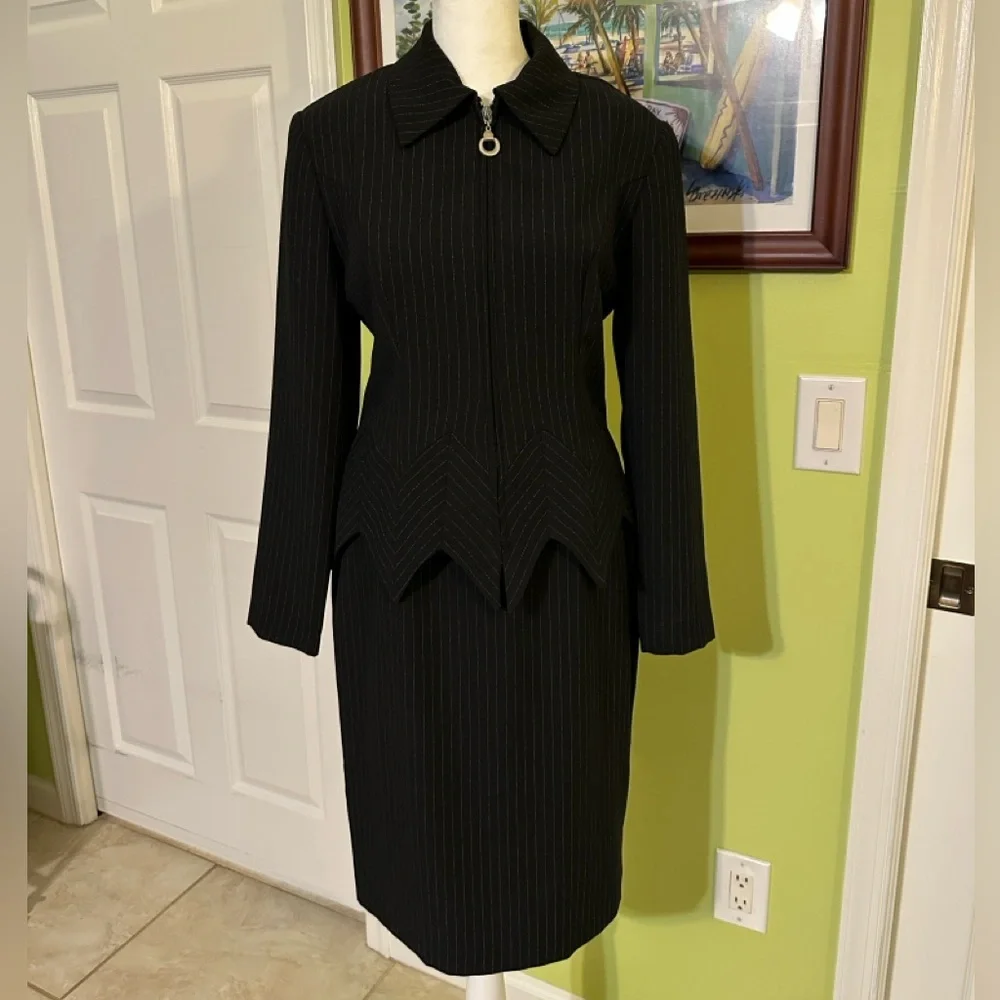 Vintage Joseph Ribkoff Pin Stripe Skirt and Matching Jacket - Picture 2 of 14